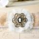 Vintage Cameo Bridal Barrette - Floral Hair Bow Accessory