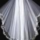 Embroidered Beaded Edge Wedding Veil, 2 Tier Vintage Wedding Veil, Embroidered Silver Edge Wedding Veil, Crystal Edge Wedding Veil