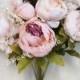 JennysFlowerShop 18'' Super Soft Blooming Peony Silk Artificial Wedding Bouquet Home Flowers Light Pink