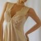 Vintage Nightgown VANITY FAIR Size 38 Cream Beige Nylon Scalloped Lace V-Neck Deep Plunge, Vintage Nylon Lingerie