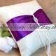 Pintuck Taffeta Diamonds Ring Bearer Pillow in Ivory with Eggplant Sash and Rhinestone Button..You Choose the Colors