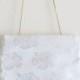 50% OFF SALE Vintage White Rose Brocade Satin Purse / Wedding Bridal Formal Clutch Handbag