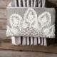 Set of 7 - Bridesmaid Gift - Burlap Clutch Vintage Doily - Vintage Wedding - Burlap and Lace Bag