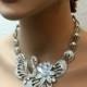 Bridal jewlery set, Bridal back drop bib necklace earrings, vintage inspired Cubic Zirconia bridal necklace statement, wedding jewelry