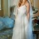 soft light strapless simple tulle wedding dress