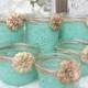 15 - RUSTIC MINT WEDDING - Shabby Chic Upcycled Country Wedding Decor, Candle Holders And Vases