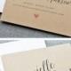NEW Danielle Calligraphy Script Recycled Kraft Wedding Invitation Sample With Pink Heart