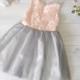 Coral and Grey Flower Girl's dress