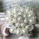 Large Rhinestone and Pearl Brooch ~ Crystal Brooch ~ Brooch Bouquet, Bridal Jewelry, Costume Jewelry, Crafting, etc RH-052