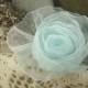 Organza Rose in Light Blue - Handmade Ribbon Flower - Something Blue - Brooch, Pin, Hair Clip, Shoe Clips - Pick Your Color