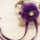Purple Ring Pillow attach to the High quality Dog Leather  Collar, Ring Bearer Pillow, Wedding Dog Accessories