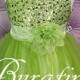 Flower girl Dress Green  Sequin Double Mesh Flower Girl  Special occasion Toddler Girl Dress (ets0155lgr)