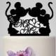 Mickey and Minnie mouse silhouette cake topper, mr and mrs wedding cake topper with heart decor, disney wedding cake topper