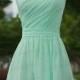 Mint Prom Dress,Mint Handmade Chiffon Bridesmaid Dress,Short Prom /Party Dress,Mint Wedding Party Dress/Evening Dress