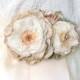 Rustic Wedding Sash with Peach, Tan and Ivory Flowers, Floral Bridal Belt, Peach Sash, Bridesmaid Flower Sash, Fabric Flower Sash Pin