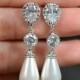Pearl Bridal Earrings Wedding Jewelry Cubic Zirconia Posts Bridal Earrings White Cream ivory beige Pearl Teardrops Pearl Earrings