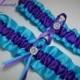 Turquoise and Purple Garter Set, Purple and Turquoise Garter Set, Ribbon Garter, Bridal Garter, Prom Garter, Purple Garter, Turquoise Garter
