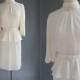 Vintage 1970s XS Wedding Gown - 70s Wedding Dress XS Small Vintage Short Wedding Dress Xs - Long Sleeve Wedding Dress High Neck