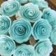 Teal light blue turquoise paper spiral 1-1 1/2" rolled roses one dozen flowers bouquet for toss, decorations, weddings bridesmaids