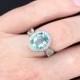 Aquamarine and Diamond Ring in 14k White Gold (10x8mm) Unique Engagement Ring Aquamarine & Diamond Halo-Style Ring