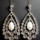 Chandelier Bridal earrings, Crystal Wedding earrings, Bridal jewelry, Rhinestone earrings, Teardrop earrings, Pearl drop earrings