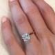 Size 7:  2 Carat, 14k Yellow & White Gold, Princess Solitaire Engagement Ring, Two Toned, Man Made Diamond Simulant, Wedding Ring, Bridal