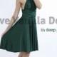 Bridesmaid Dress Infinity Dress Straight Hem Deep Green Knee Length Wrap Convertible Dress Wedding Dress