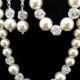 Bridal pearl jewelry set  ~ Swarovski pearls and rhinestones ~ Chunky ~ Pearl necklace, earrings and bracelet ~ Statement jewelry ~ LOLITA