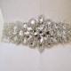 Bridal glam beaded Czechoslovakia crystal sash. Elaborate rhinestone jewel applique wedding belt.  JEWEL PRINCESS