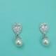 Sparkle cz earrings, pearl bridal earrings, cubic zirconia earrings, wedding jewelry, wedding earrings, bridal earrings, bridesmaid jewelry