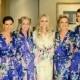 Set of 5 Bridesmaid Robes, White and  Navy Blue Satin Bridesmaid robes, Bridesmaid gifts, Navy Blue kimono robe