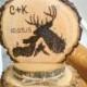 Rustic Deer Wedding Cake Topper Personalized Wood Burned Romantic