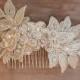 Champagne bridal lace hair comb - bridal hair comb - bridal lace headpiece - bridal headpiece - wedding - FREE SHIP