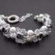 Double Strand Bridal Bracelet -- Crystal & White Pearl Bracelet -- Pearl Bride Bracelet -- Unique Bridal Bracelet