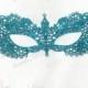 Teal Masquerade Mask - Brocade Lace Mask - Mardi Gras Mask - Lace Mask for Masquerade Wedding, Prom Masquerade