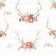 Floral antlers: rustic wedding clipart, antler clip art, floral bouquet, vintage flowers, shabby, floral wreaths, deer clipart, invitations