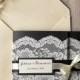 Custom listing (100) Ivory Lace  Wedding Invitation,Black Wedding Invitation, Pocket Fold Wedding Invitations , Vintage Wedding invitation