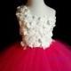 White & Fuchsia flower girl dress/ Junior bridesmaids dress/ Flower girl pixie tutu dress/ Rhinestone tulle dress
