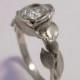 Rose Engagement Ring No.1 - Platinum and Diamond engagement ring, engagement ring, Platinum leaf ring, flower ring, art nouveau, vintage
