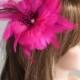 Hot Pink Bridal Feather Hair Piece Kentucky Derby Wedding Accessory Feathers