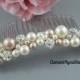 Bridal hair comb, Ivory champagne mix pearls, rhinestone balls, Beaded cluster pearl comb, Wedding headpiece, Veil attachment, Bridal comb.