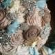 Brooch   Burlap Bouquet // Something Blue Vintage Country Rustic Lace Bridal Bouquet And Toss Bouquet- CUSTOM COLORS