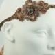 Bronze And Gold Baroque Flapper Beaded Headband Headpiece