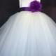 Ivory Wedding Bridal Bridesmaids Tulle Flower Girl dress Toddler 9 12 18 24 Months 2 4 6 8 10 12 14 Sash Color 24