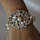 Wedding Bracelet,Bridal Bracelet,Swarovski Crystal and Pearl Bracelet,Gatsby Jewelry,Art Deco Style,Vintage Inspired Bracelet,BAMBI