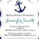 Nautical Bridal Shower Invitation,anchor chevron stripes Invitation, teal, pink, navy, nautical, anchors away, nautical wedding - Item 1051