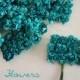 144 Teal Paper Flowers - small bouquet - wedding, bridal, baby showers, invitation making, scrapbooking