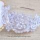 Gray Sequins and Pearl Beading Flower Lace Headband, Bridal Headband, Bridesmaid Headband
