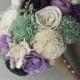Handmade Wedding Bouquet, Sola wood Bouquet, Burlap Purple Mint Bouquet, Alternative Bouquet, Ready to ship Bouquet, Sola flowers,