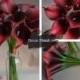 9pcs ~ 36pcs Natural Touch Wine/ Dark Red Calla Lily Stem or Bundle for Silk Wedding Bouquets, Centerpieces, Wedding Decorations